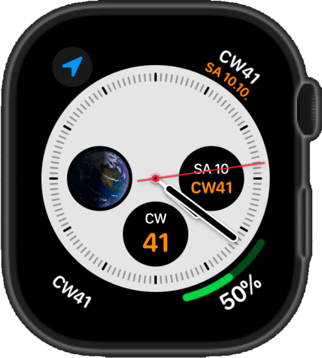 Watch face complications, example 1